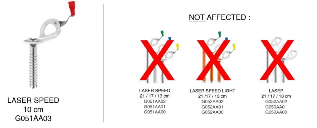 Laser Speed 10cm takaisin kutsun alaiset ruuvittyypit